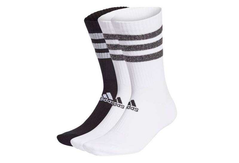 adidas Performance Sportsocken Crew Glam 3-Streifen Glitter weiss/schwarz - 3 Paar von adidas Performance