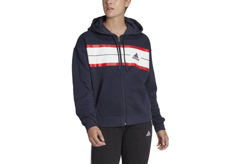 adidas Performance Trainingsjacke Kapuzenjacke Essentials Pinstripe Block Fleece Full-Zip (locker) von adidas Performance