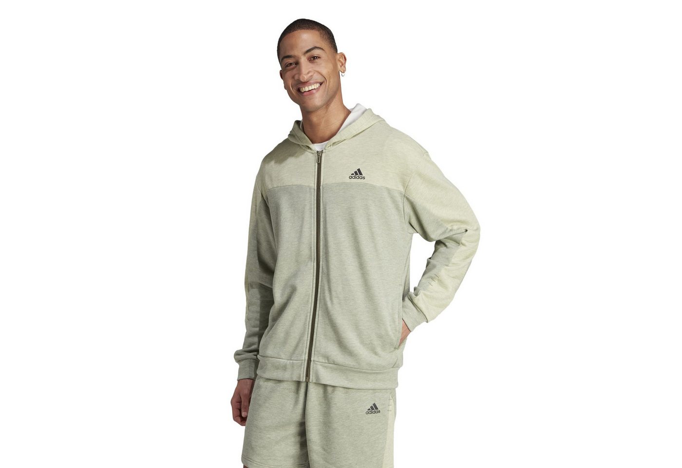 adidas Performance Trainingsjacke Kapuzenjacke Melange Full Zip Hoodie (Terry Hoodie Baumwolle) von adidas Performance