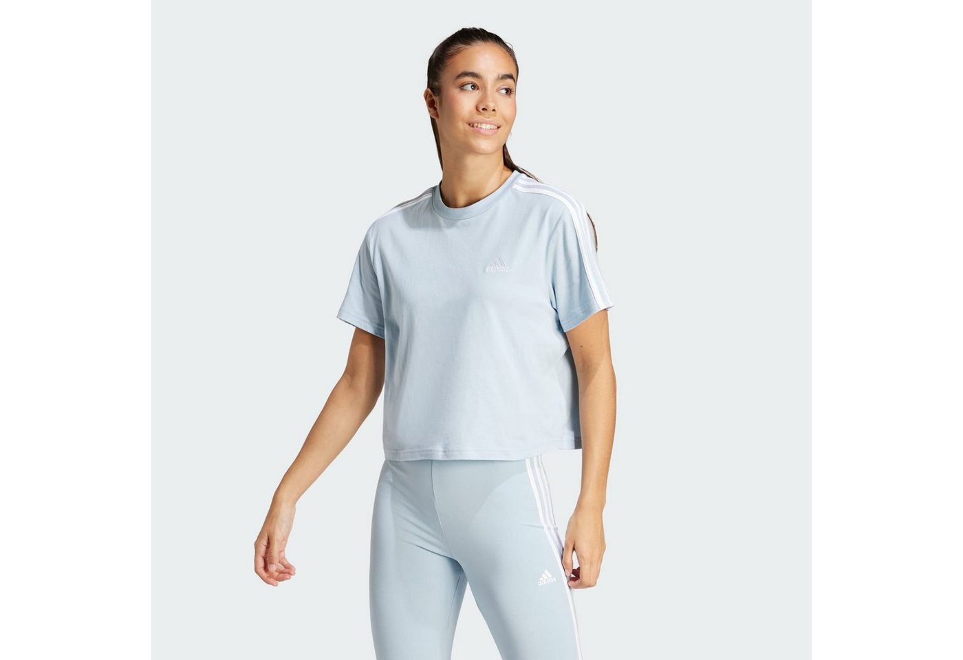 adidas Sportswear T-Shirt ESSENTIALS 3-STREIFEN SINGLE JERSEY CROP-TOP von adidas Sportswear