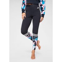 Große Größen: Leggings mit Alloverprint und Streifen, marine, Gr.L-XXL von adidas performance