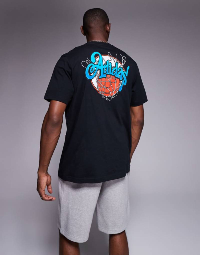 adidas Basketball - T-Shirt in schwarzer Waschung mit Rückenprint von adidas performance