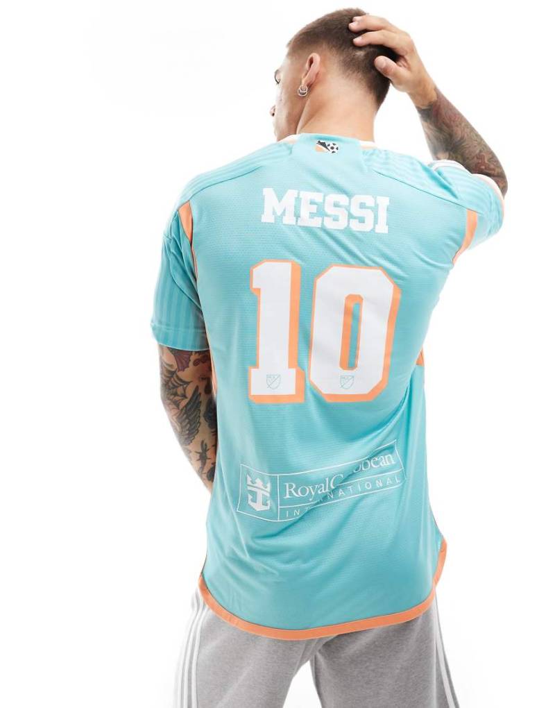 adidas Football - Inter Miami CF 24 Messi - Personalisiertes drittes Authentic-Trikot in Türkis-Blau von adidas performance