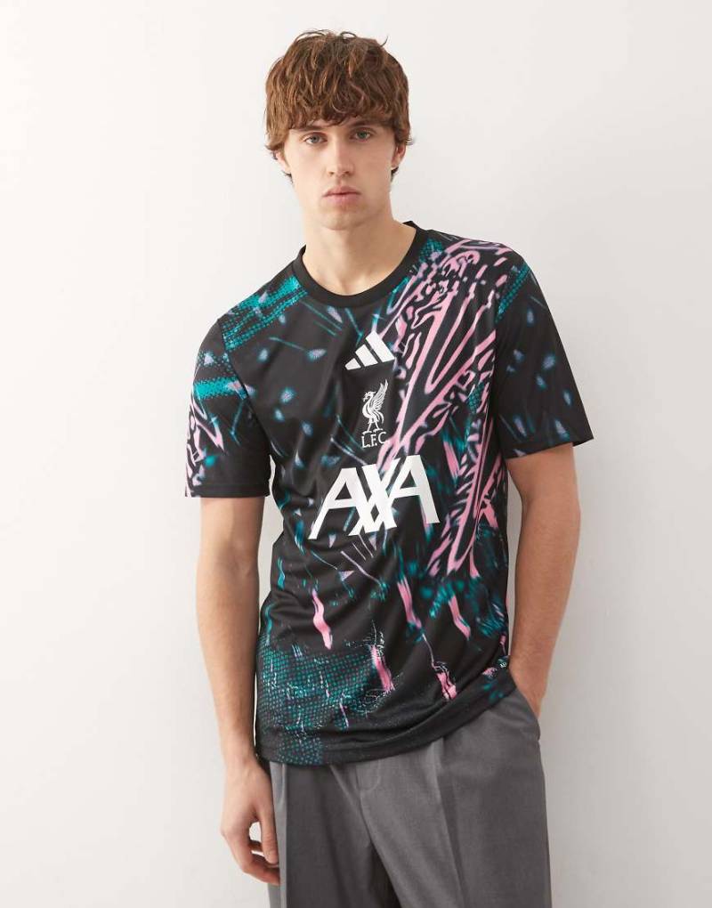 adidas Football - Liverpool 2026 - Pre-Shirt in Schwarz und Rosa-Grün von adidas performance