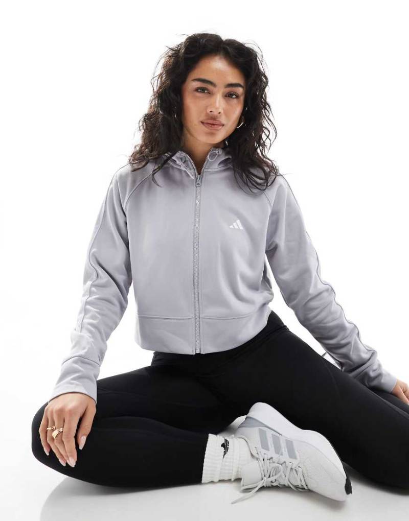 adidas Performance - Game and Go - Kapuzenpullover in Grau mit Fleece-Futter von adidas performance