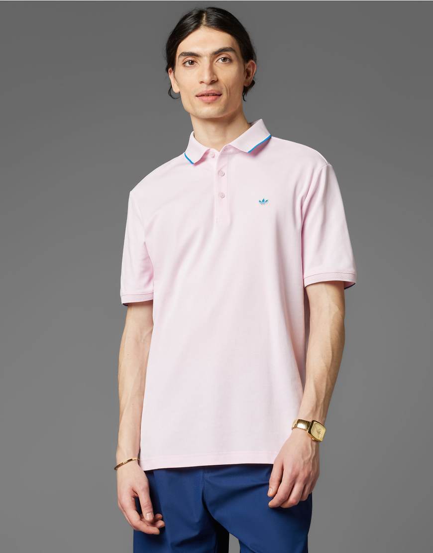 adidas Originals - Twistknit - Golf-Polohemd in Clear Pink mit Dreiblatt-Logo-Rosa von adidas performance