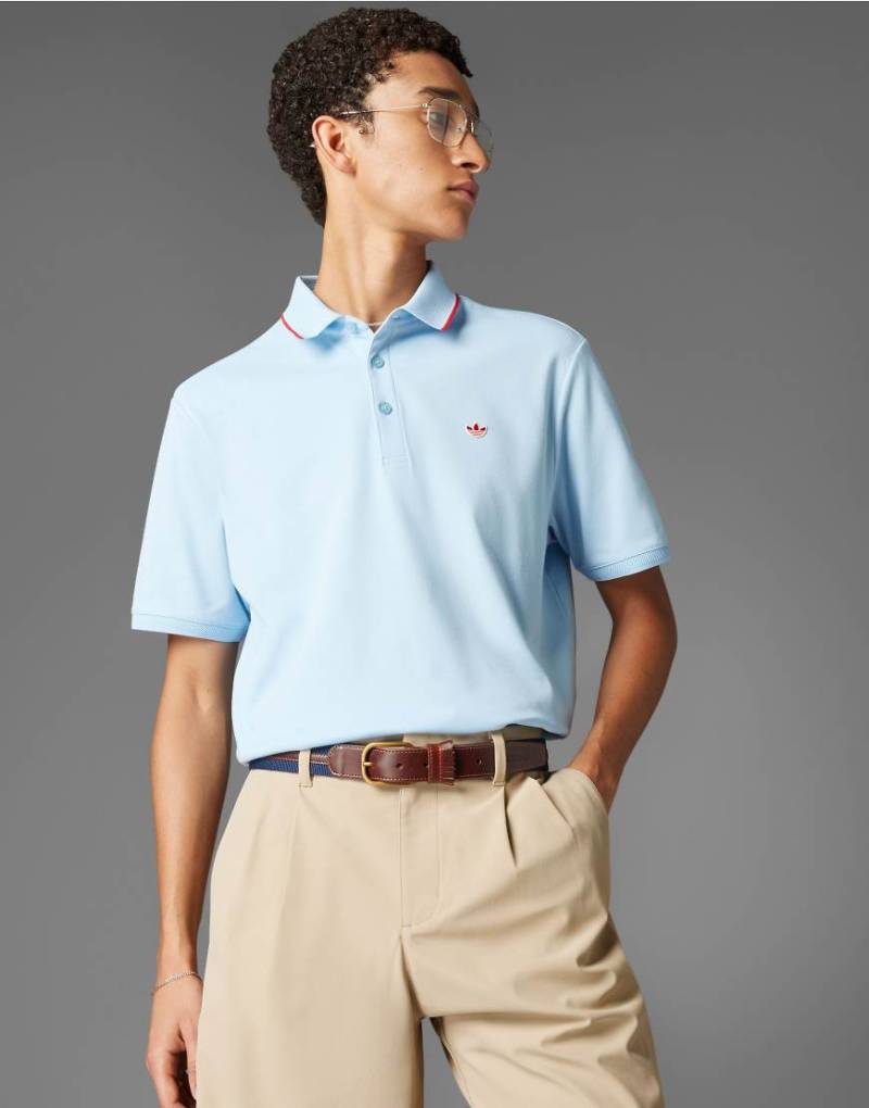 adidas Originals - Twistknit - Golf-Polohemd in Clear Sky mit Dreiblatt-Logo-Blau von adidas performance