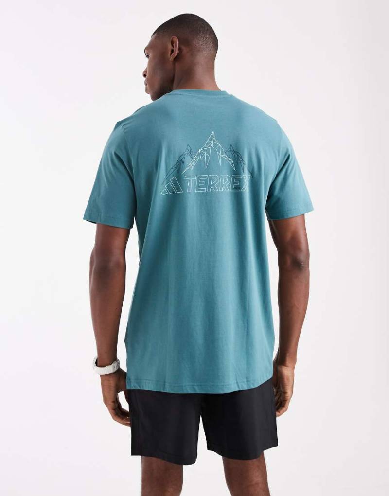 adidas - Outdoor Terrex Mountain - T-Shirt in Petrol-Grün von adidas performance