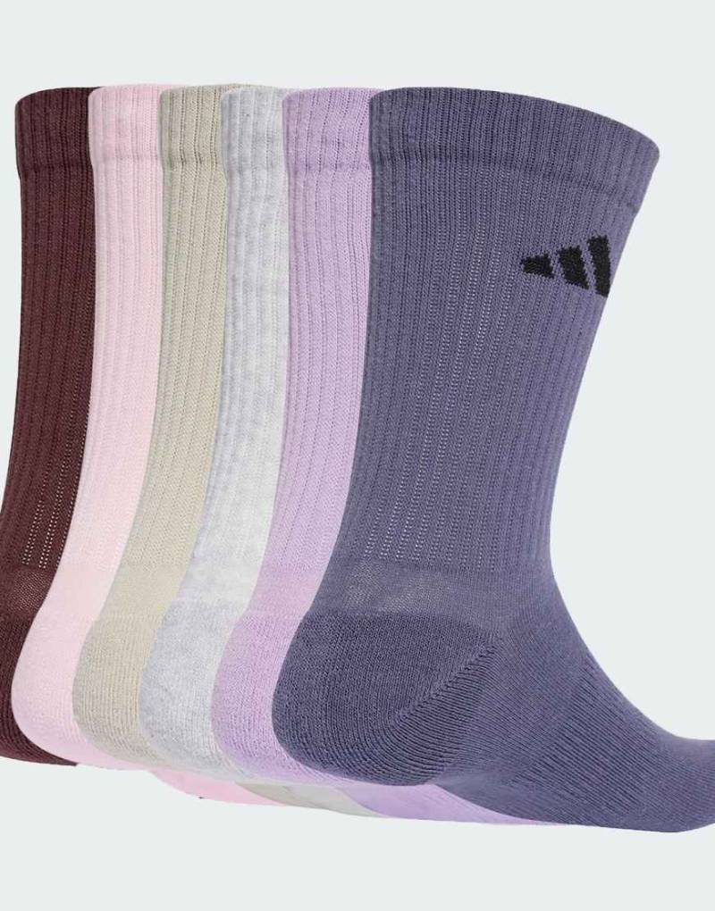 adidas Performance - 6er-Pack gepolsterte Crew-Socken in Aurora Ruby / Preloved Violet-Rot von adidas performance