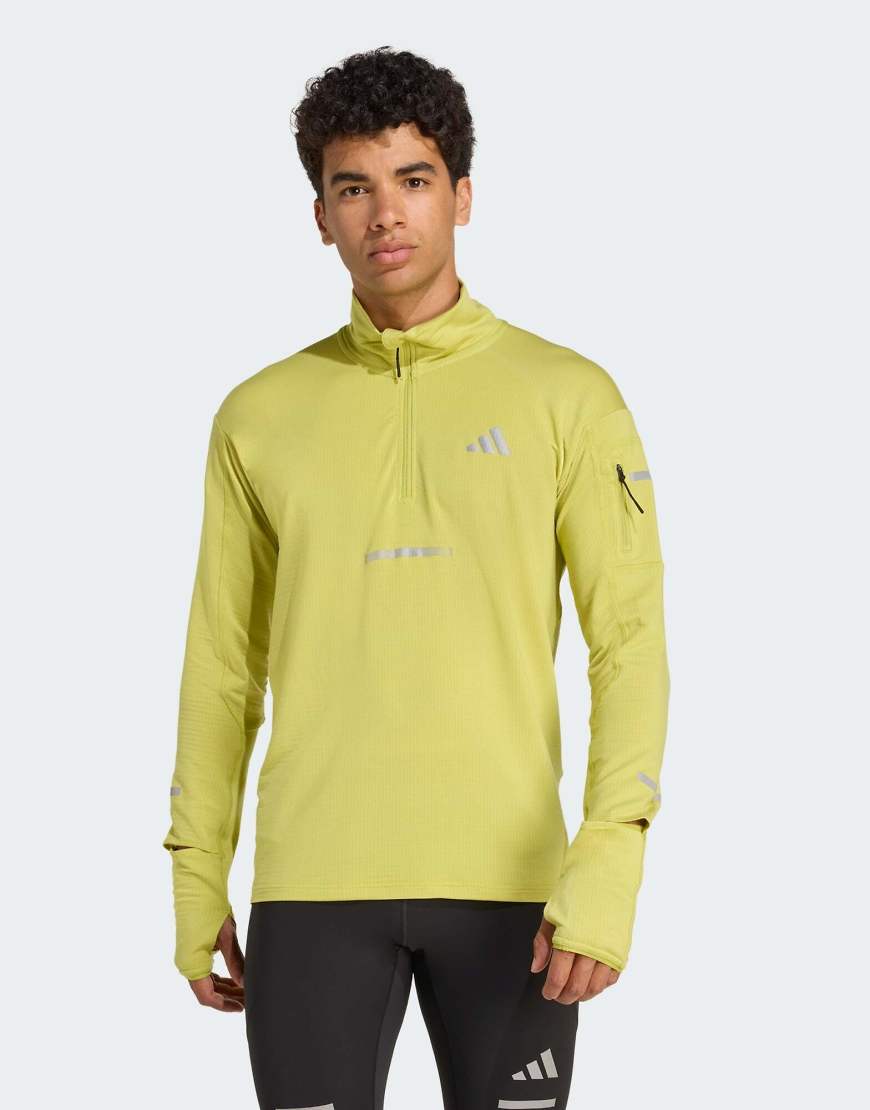 adidas Performance - Adi365 Running Climawarm+ - mit kurzem Reißverschluss in Preloved Lime-Grün von adidas performance