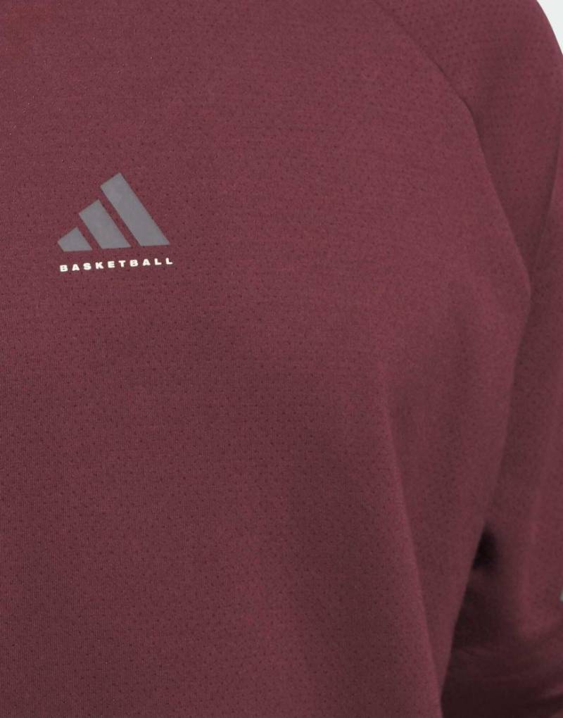 adidas Performance - Adidas Basketball - Spacer-Kapuzenpullover in Aurora Ruby / Braun im Unisex-Style-Rot von adidas performance