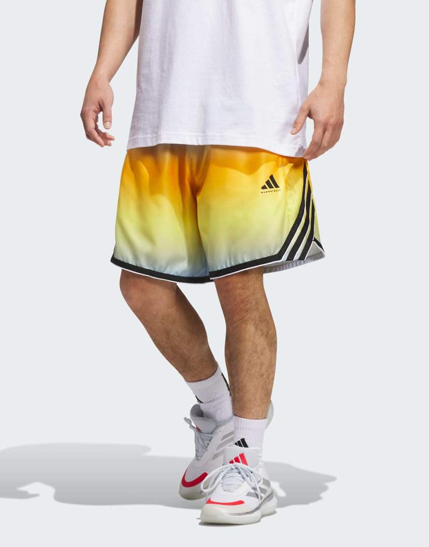 adidas Performance - Adidas Crazy Lite - Gemusterte Shorts in Crew Yellow/Clear Sky-Gelb von adidas performance