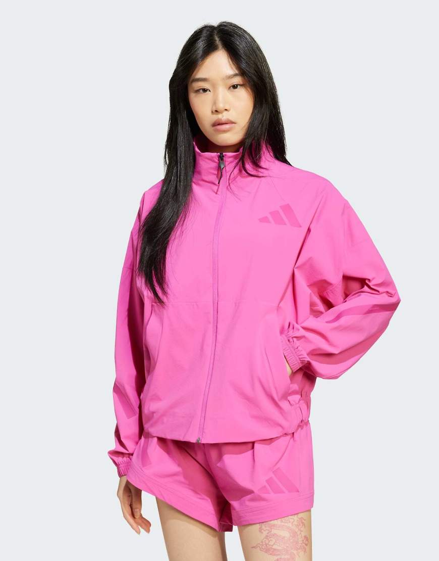 adidas Performance - Adidas Z. N.E. - Gewebte Trainingsjacke in Semi Lucid-Fuchsia mit Reißverschluss-Rosa von adidas performance