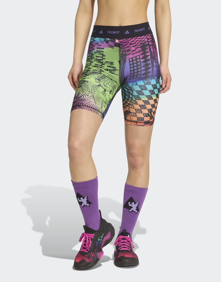 adidas Performance - Adidas x Jeremy Scott - Bikershorts in Bunt/Semi Lucid Fuchsia von adidas performance