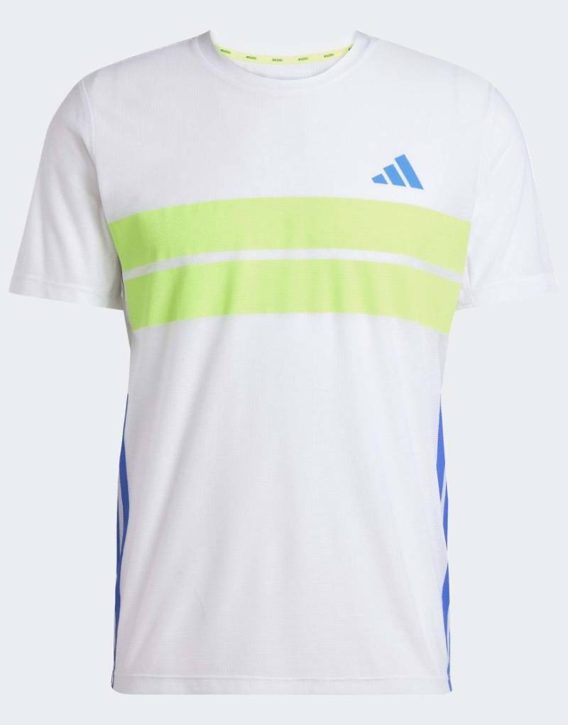 adidas Performance - Adizero - Lauf-T-Shirt mit Retro-Design in Weiß/Lucid-Zitrone von adidas performance
