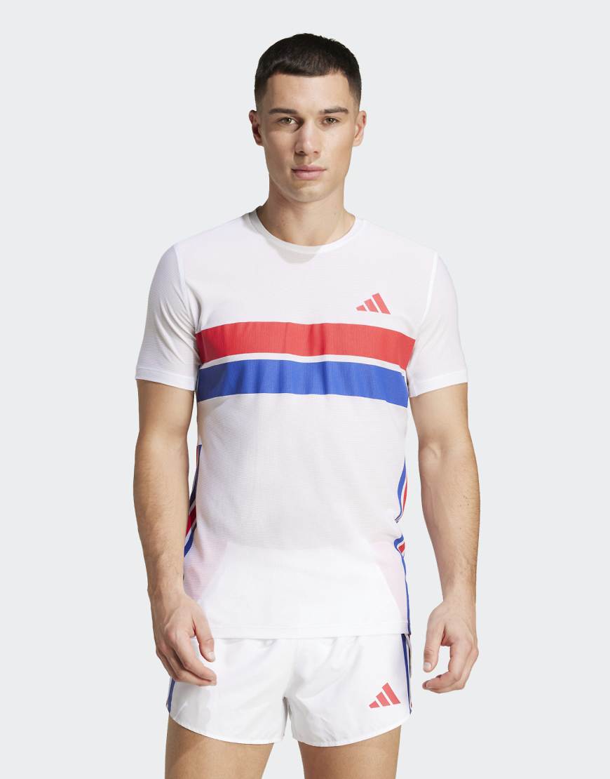 adidas Performance - Adizero - Lauf-T-Shirt mit Retro-Design in Weiß von adidas performance