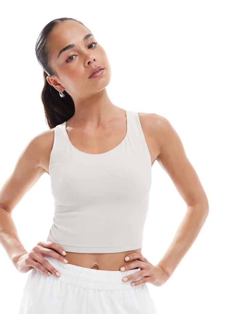 adidas Performance - All Me - BH-Tanktop mit mittlerer Stützfunktion in Beige-Neutral von adidas performance