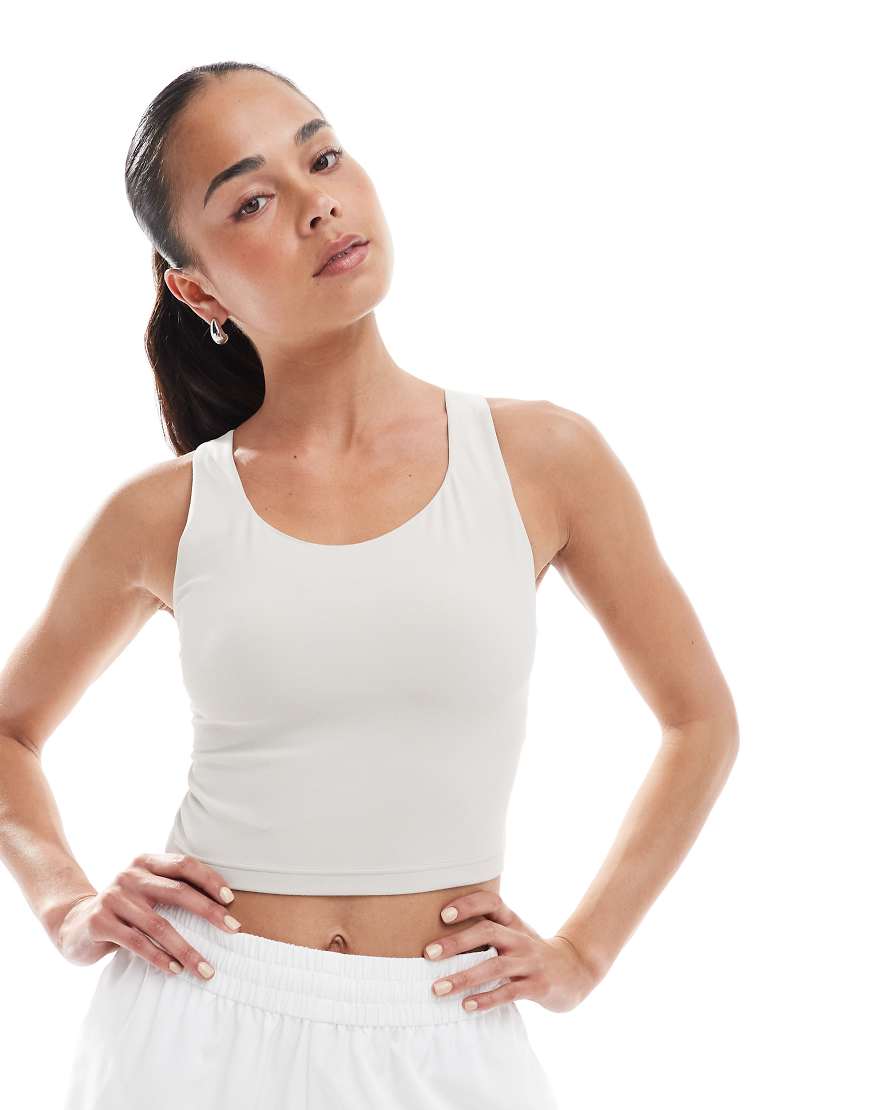 adidas Performance - All Me - BH-Tanktop mit mittlerer Stützfunktion in Beige-Neutral von adidas performance