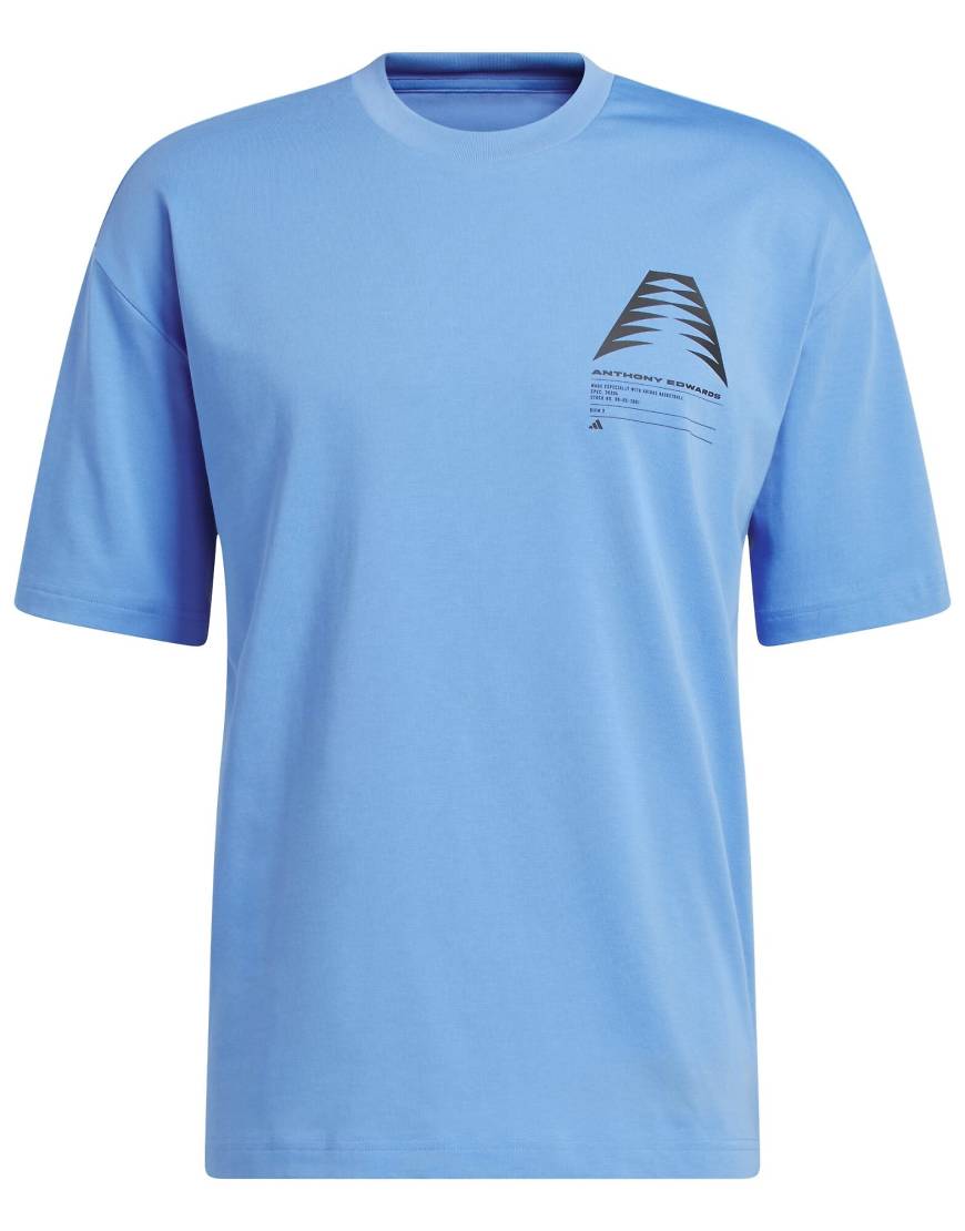 adidas Performance - Anthony Edwards GFX Schematic - T-Shirt in Blue Fuson-Blau von adidas performance
