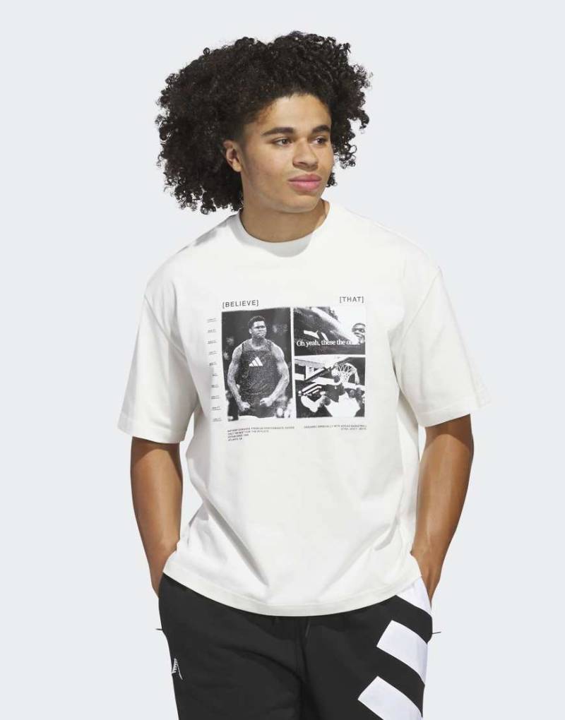 adidas Performance - Anthony Edwards - T-Shirt in Cloud White-Weiß von adidas performance