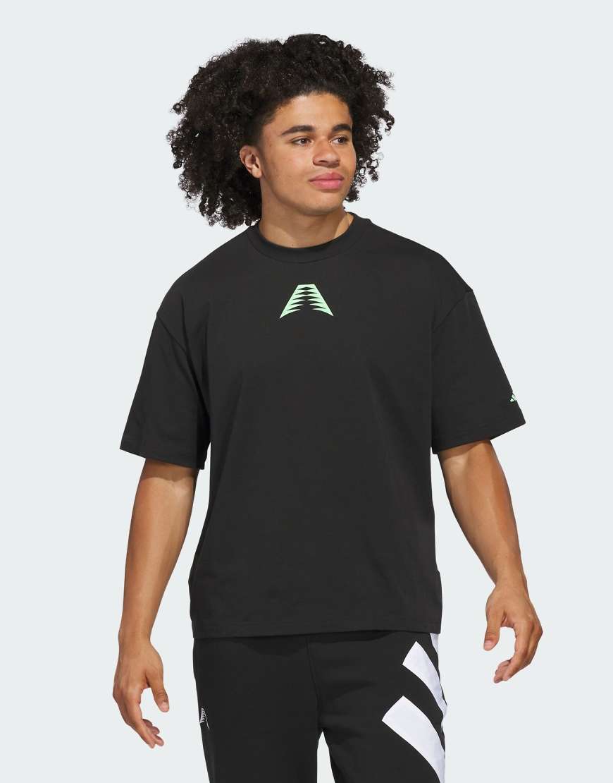 adidas Performance - Anthony Edwards - T-Shirt in Schwarz/Lime Burst mit „Believe That"-Print von adidas performance