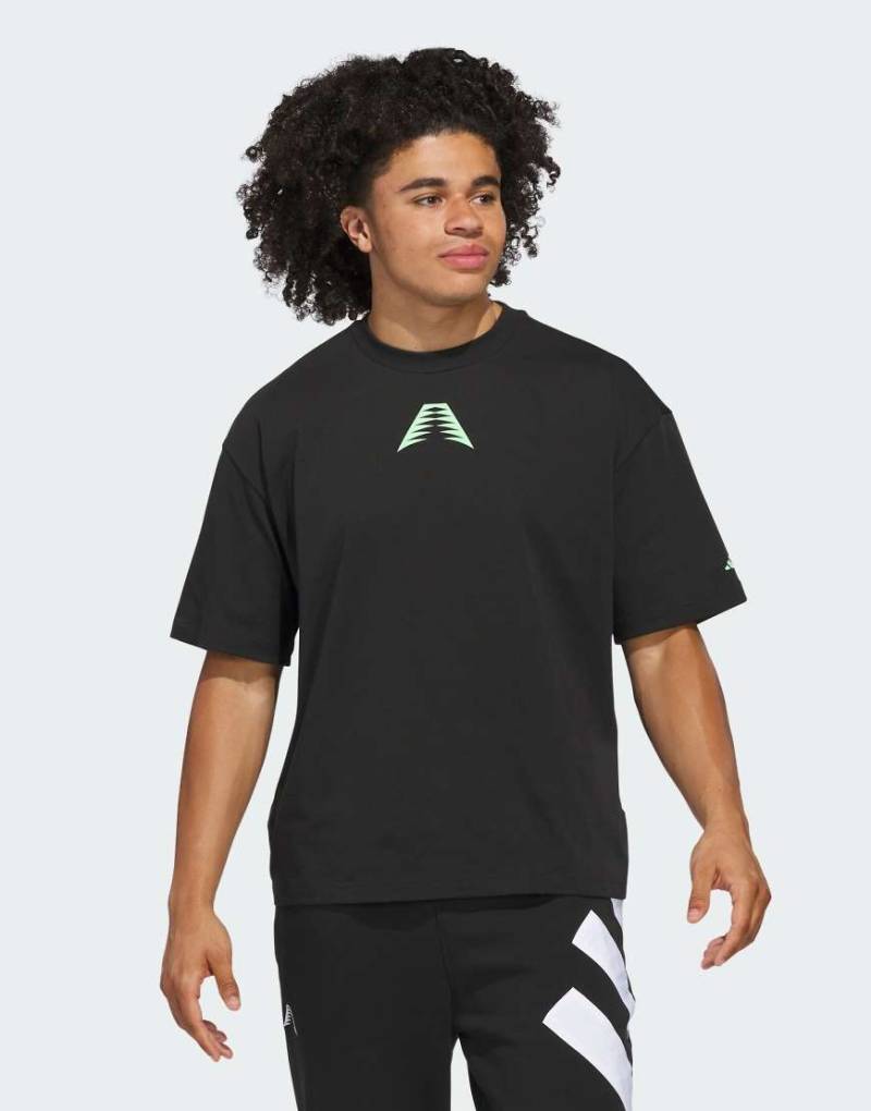 adidas Performance - Anthony Edwards - T-Shirt in Schwarz/Lime Burst mit „Believe That"-Print von adidas performance