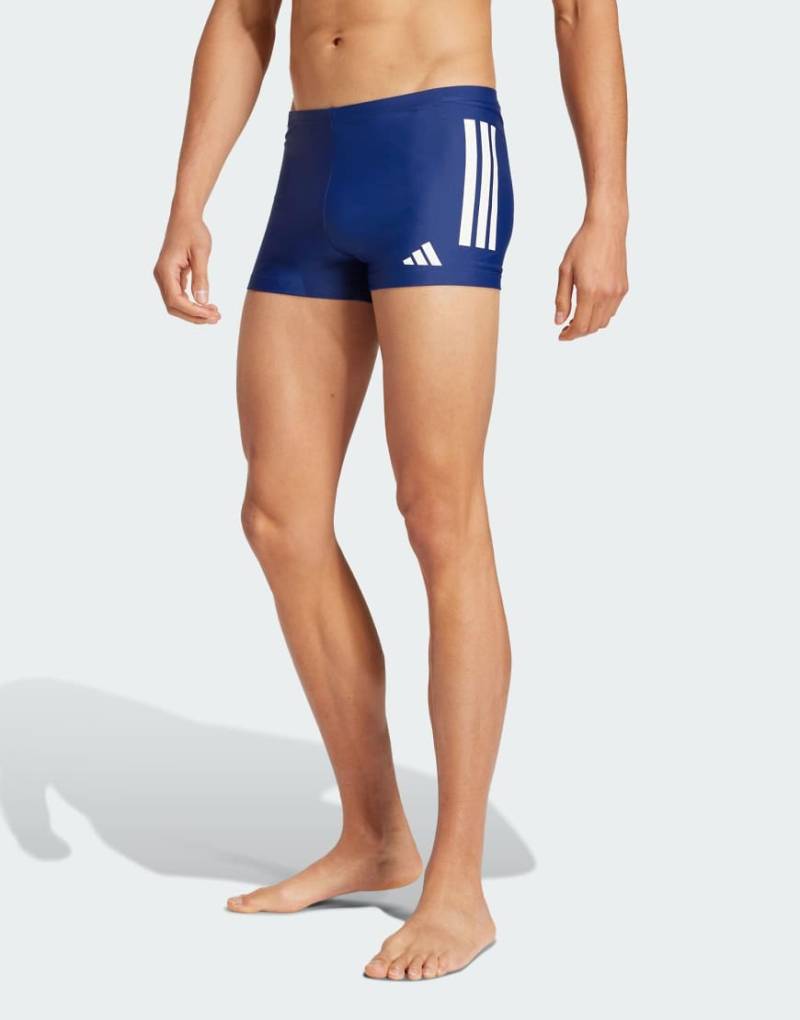 adidas Performance - Bade-Boxershorts in Dunkelblau und Weiß mit den 3 Streifen, 2 Zoll Schrittlänge von adidas performance