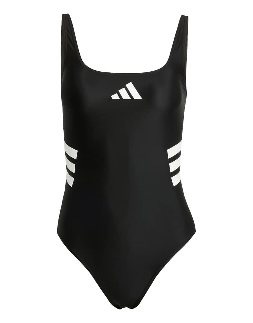 adidas Performance - Badeanzug in Schwarz/Weiß mit U-Rückenausschnitt und den 3 Streifen adidas Performance - Badeanzug in Schwarz/Weiß mit U-Rückenausschnitt und den 3 Streifen von adidas performance