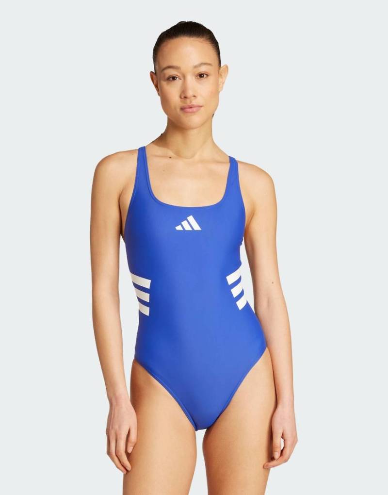 adidas Performance - Badeanzug in Semi Lucid Blue und Weiß mit U-Rückenausschnitt-Blau von adidas performance