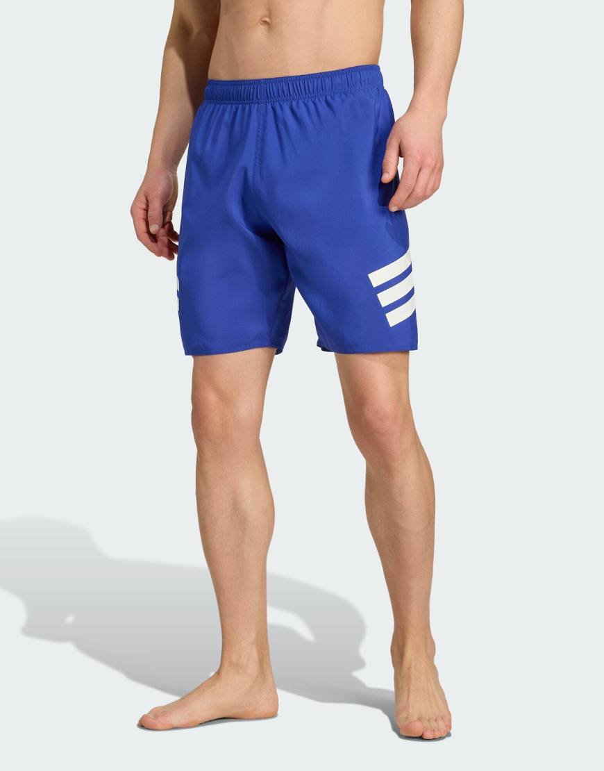 adidas Performance - Badeshorts in Lucid Blue und Weiß mit 3 Streifen und 20 cm Schrittlänge-Blau von adidas performance