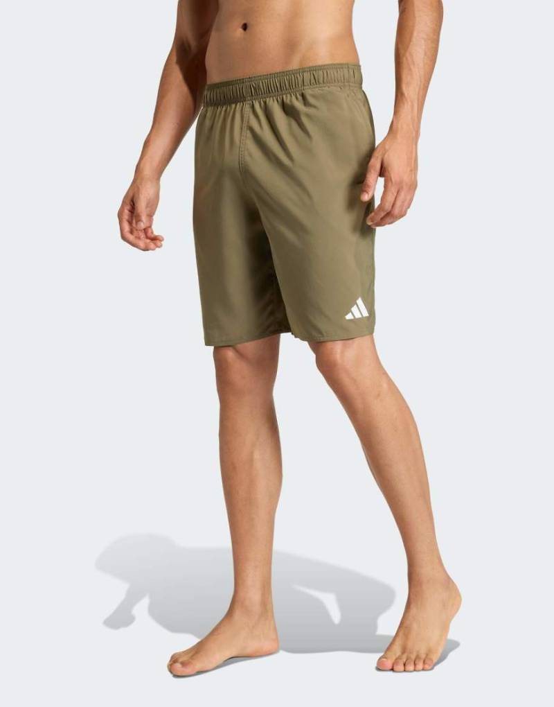 adidas Performance - Badeshorts in Olive Strata/Weiß, 8 Zoll Schrittlänge-Grün von adidas performance