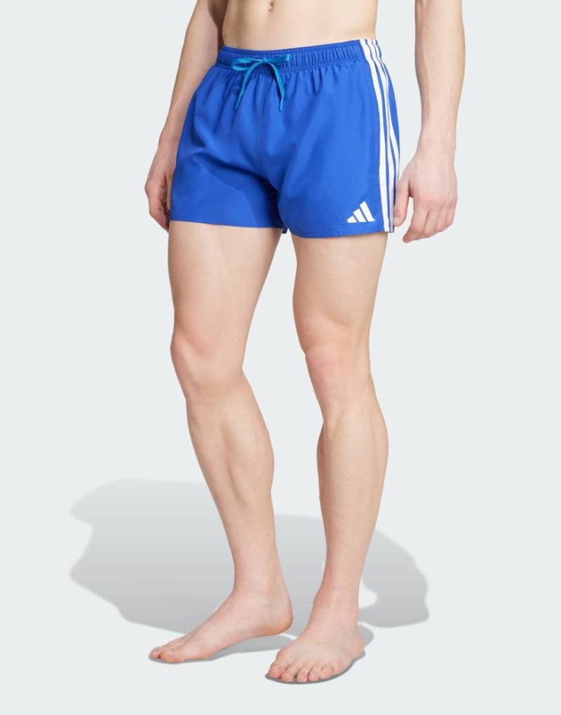 adidas Performance - Badeshorts in Semi Lucid-Blau/Weiß mit 3 Streifen und 3 Zoll Schrittlänge von adidas performance
