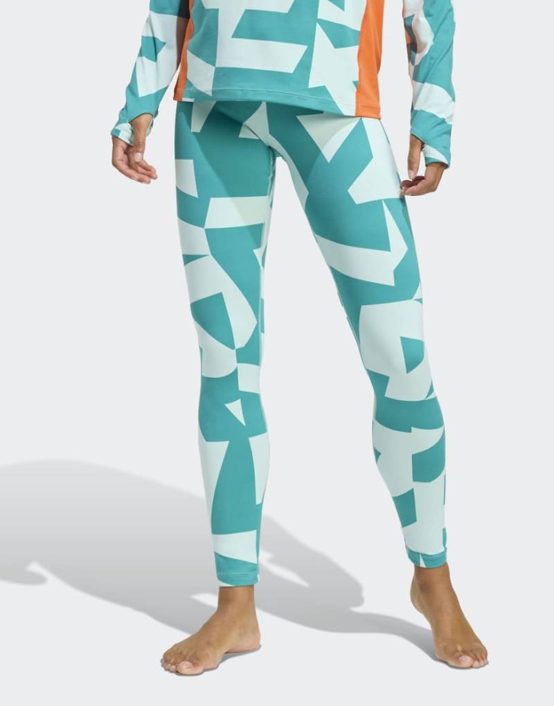 adidas Performance - Baselayer-Leggings aus Synthetikstoff in Semi Flash Aqua / Semi Impact-Blau von adidas performance