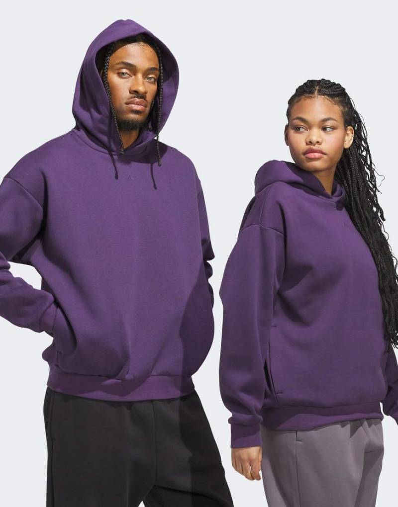 adidas Performance - Basketball - Kapuzenpullover aus Fleece in Aurora-Pflaume-Lila von adidas performance