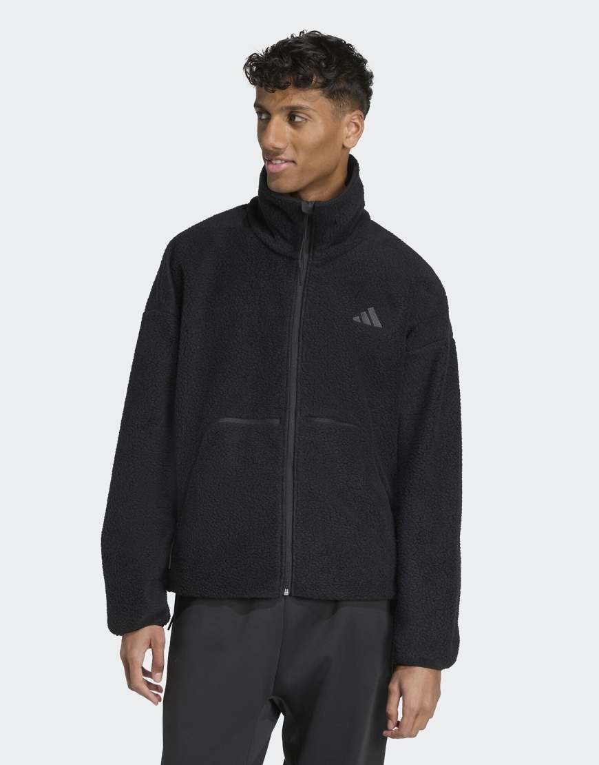 adidas Performance - City Tech - Jacke aus hochflorigem Fleece in Schwarz mit durchgehendem Reißverschluss von adidas performance