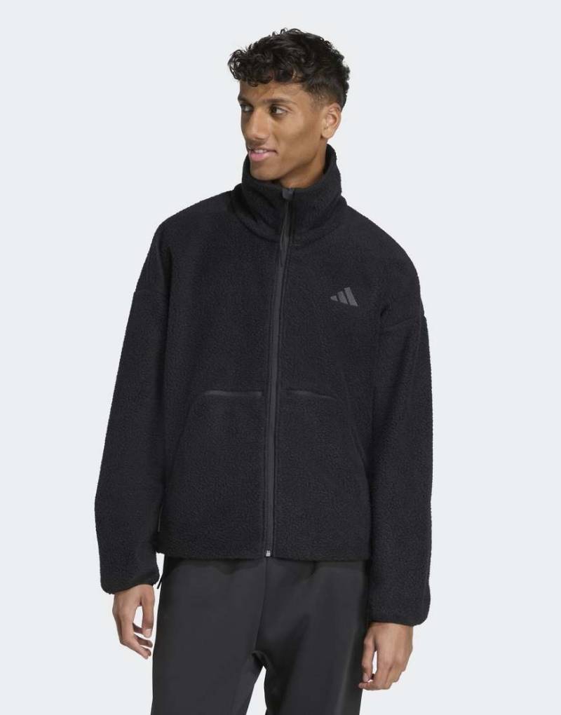 adidas Performance - City Tech - Jacke aus hochflorigem Fleece in Schwarz mit durchgehendem Reißverschluss von adidas performance