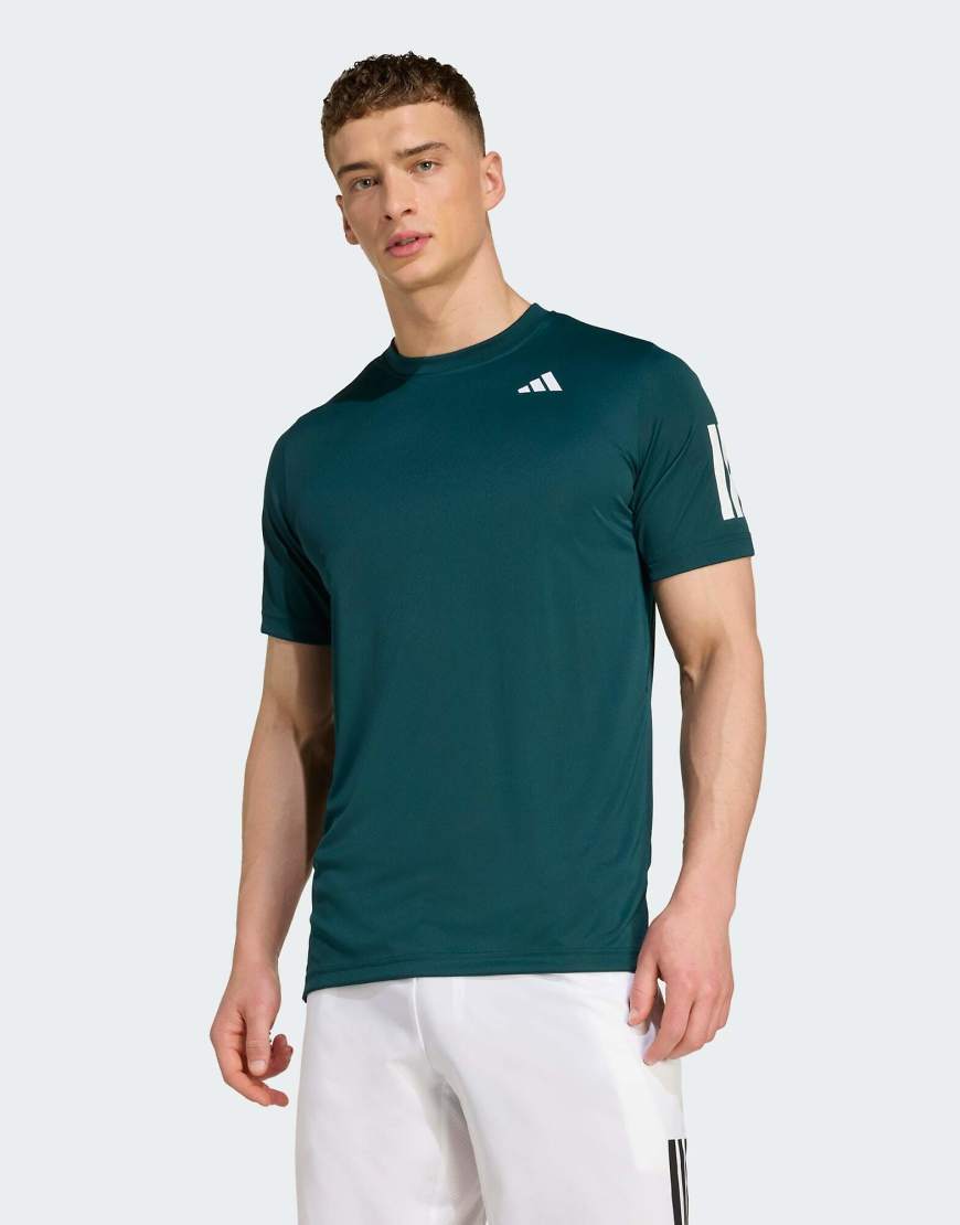 adidas Performance - Club Tennis - Climacool-T-Shirt in Aurora Ivy mit 3 Streifen-Grün von adidas performance