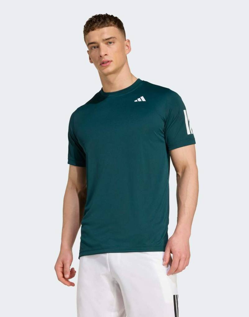 adidas Performance - Club Tennis - Climacool-T-Shirt in Aurora Ivy mit 3 Streifen-Grün von adidas performance
