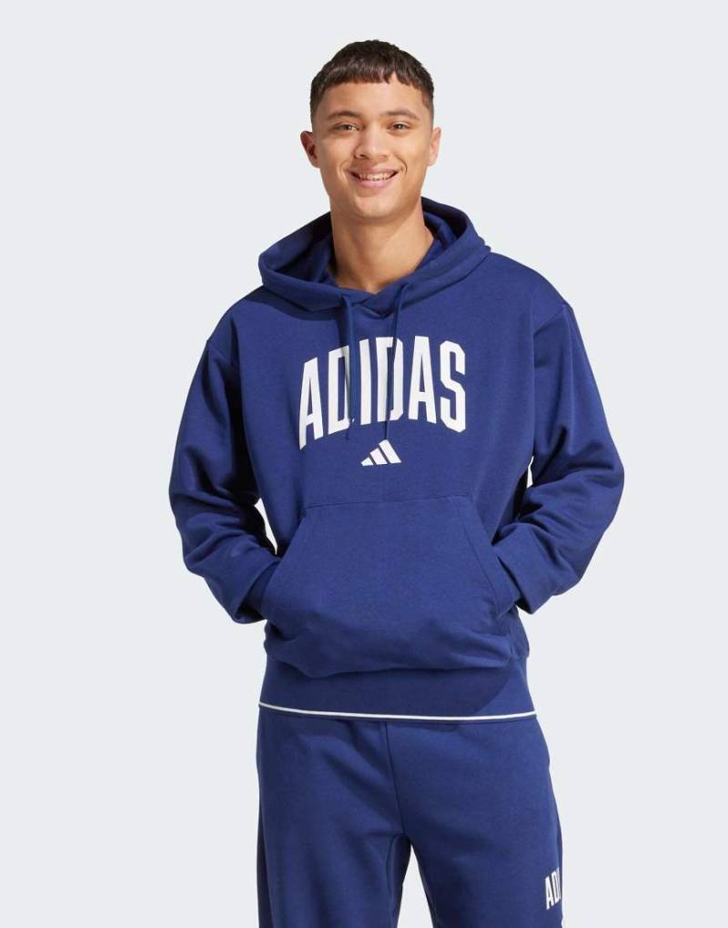 adidas Performance - College-Kapuzenpullover in Dunkelblau/Weiß von adidas performance