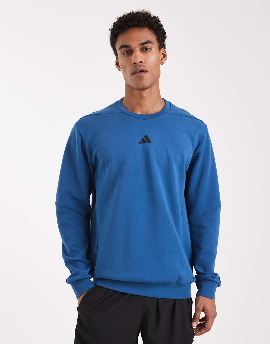 adidas Performance - Designed For Training - Sweatshirt in Dusky Petrol mit Rundhalsausschnitt-Blau von adidas performance