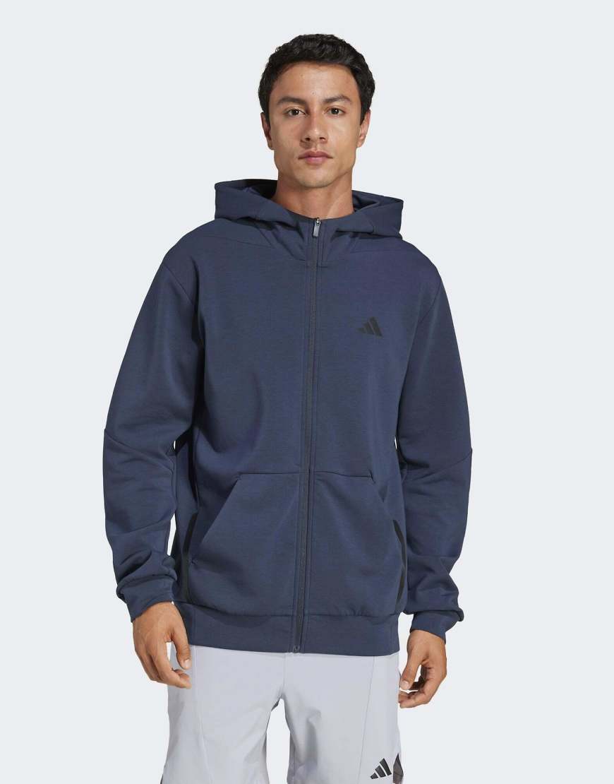 adidas Performance Designed For Training - Trainingsjacke in Aurora Ink mit durchgehendem Reißverschluss-Marineblau von adidas performance