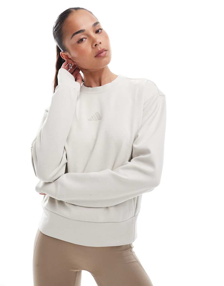 adidas Performance - Designed For Training Warm-up - Sweatshirt in Beige mit Rundhalsausschnitt-Neutral adidas Performance - Designed For Training Warm-up - Sweatshirt in Beige mit Rundhalsausschnitt-Neutral von adidas performance