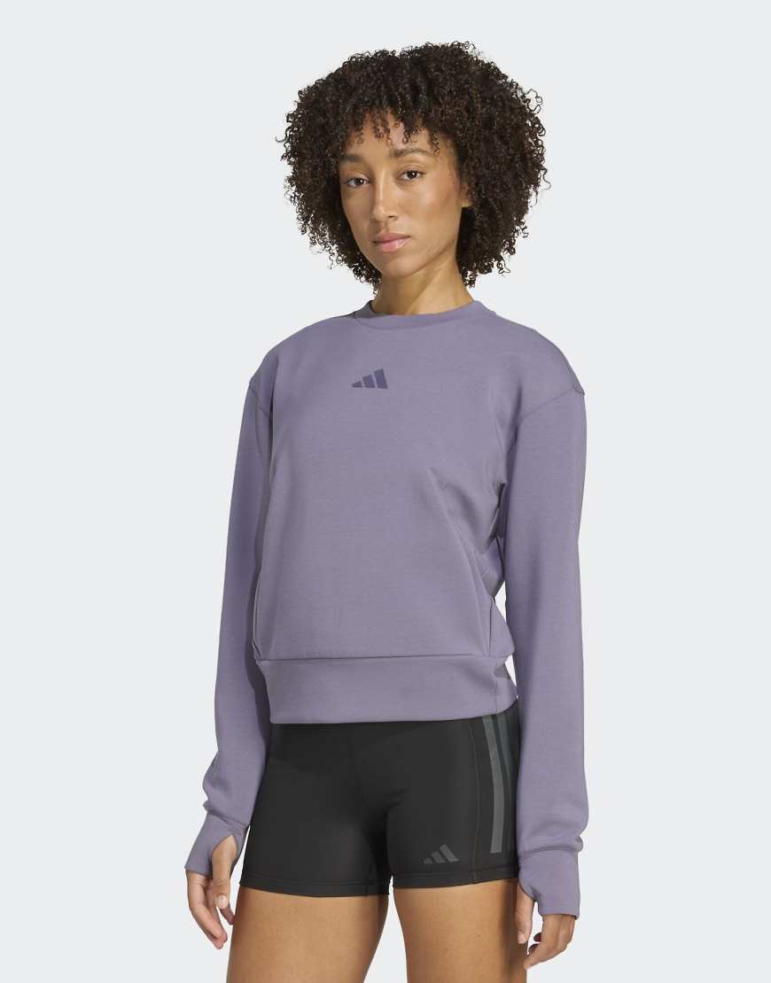 adidas Performance - Designed For Training Warm-up - Sweatshirt in Preloved Violet mit Rundhalsausschnitt-Lila von adidas performance