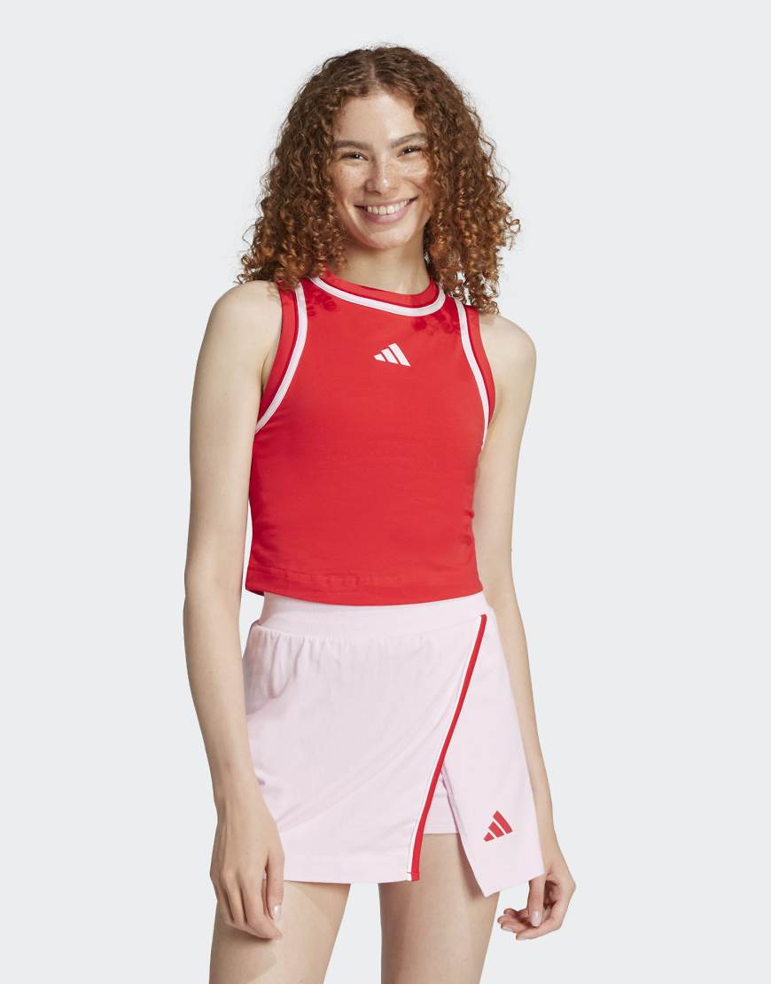 adidas Performance - Essentials - Color Pop - Cropped-Tanktop in Pure Ruby aus Baumwolle-Rot adidas Performance - Essentials - Color Pop - Cropped-Tanktop in Pure Ruby aus Baumwolle-Rot von adidas performance