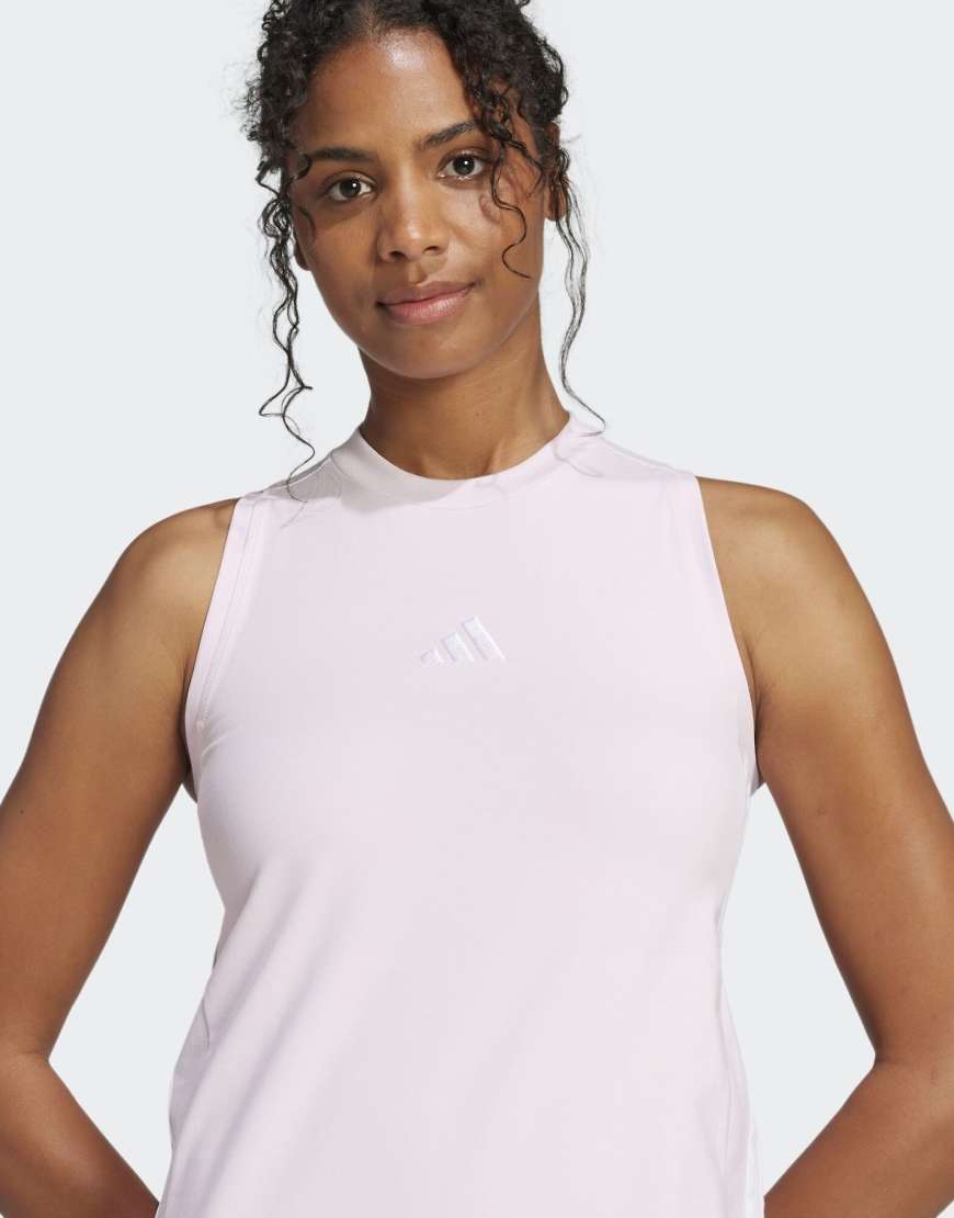adidas Performance - Essentials - Langes Kleid in Clear Pink / Weiß mit Ringerrücken und den 3 Streifen-Rosa adidas Performance - Essentials - Langes Kleid in Clear Pink / Weiß mit Ringerrücken und den 3 Streifen-Rosa von adidas performance
