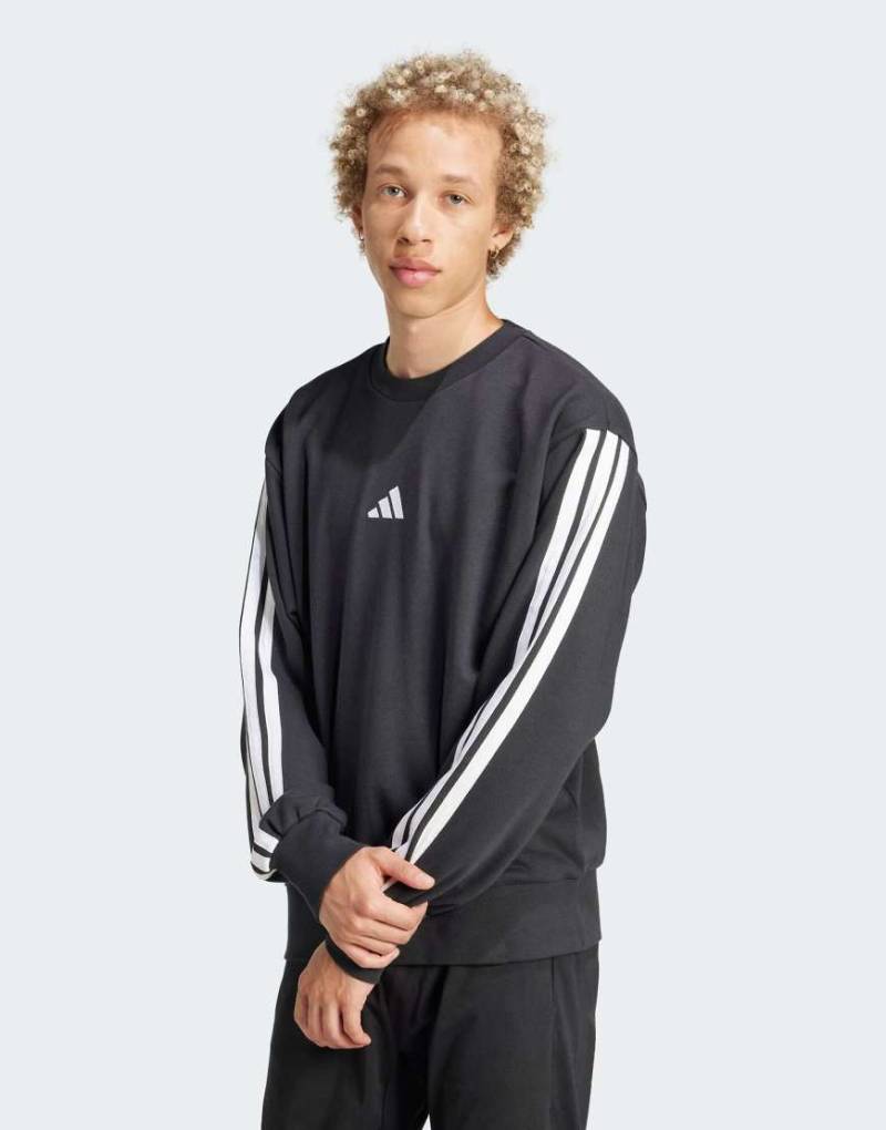 adidas Performance - Essentials - Sweatshirt aus French Terry in Schwarz / Weiß mit den 3 Streifen von adidas performance