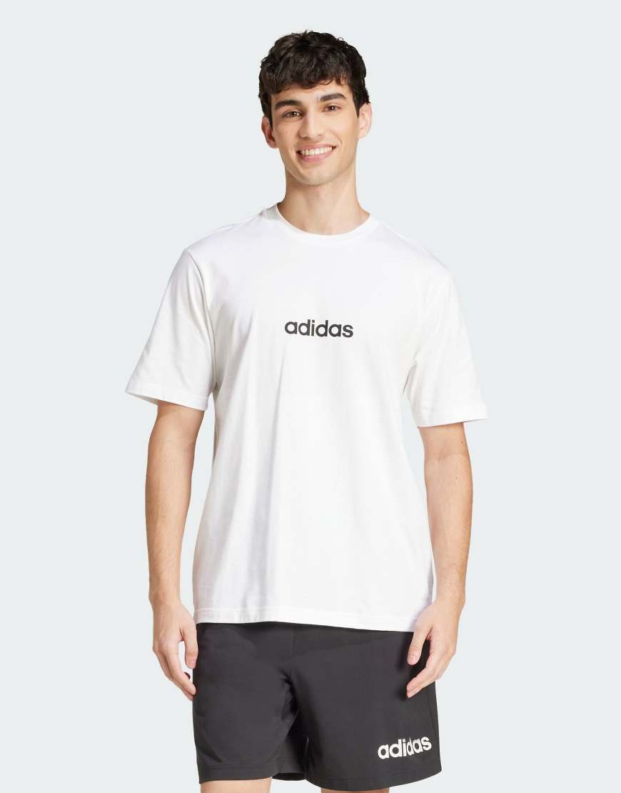 adidas Performance - Essentials - T-Shirt aus Single-Jersey in Weiß / Schwarz mit linearem Detail von adidas performance