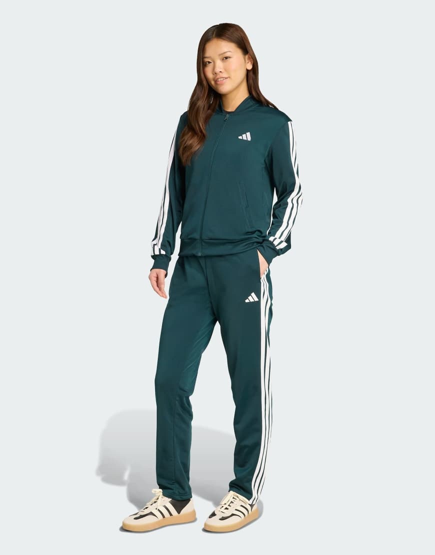 adidas Performance - Essentials - Trainingsanzug in Aurora Ivy mit den 3 Streifen-Grün von adidas performance