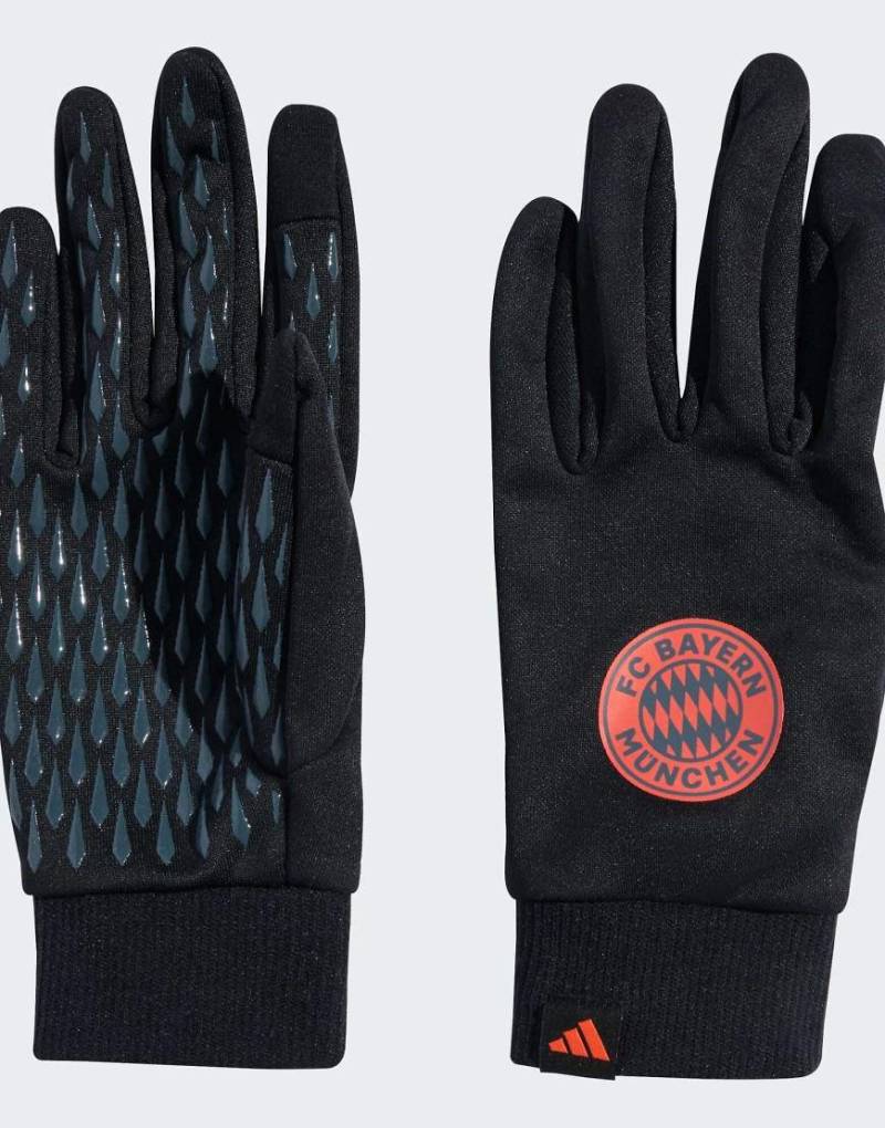 adidas Performance - FC Bayern - Feldspieler-Handschuhe in Schwarz/Easy-Koralle von adidas performance