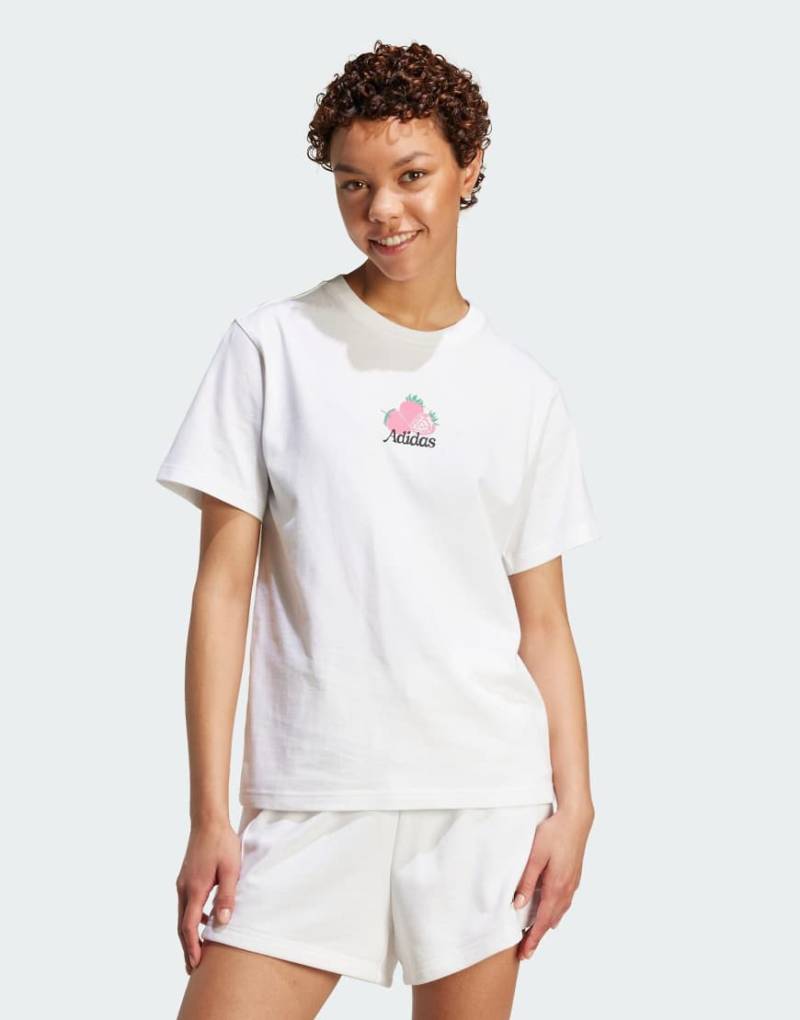 adidas Performance - Farmers Market - T-Shirt in Weiß mit Erdbeergrafik von adidas performance
